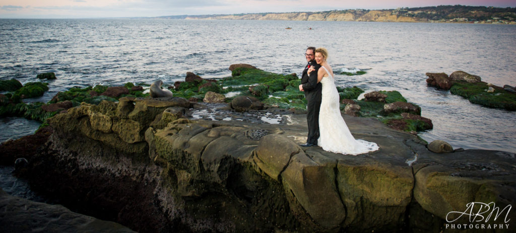 Bridal couple at La Jolla Cove - Photo by ABM Photography